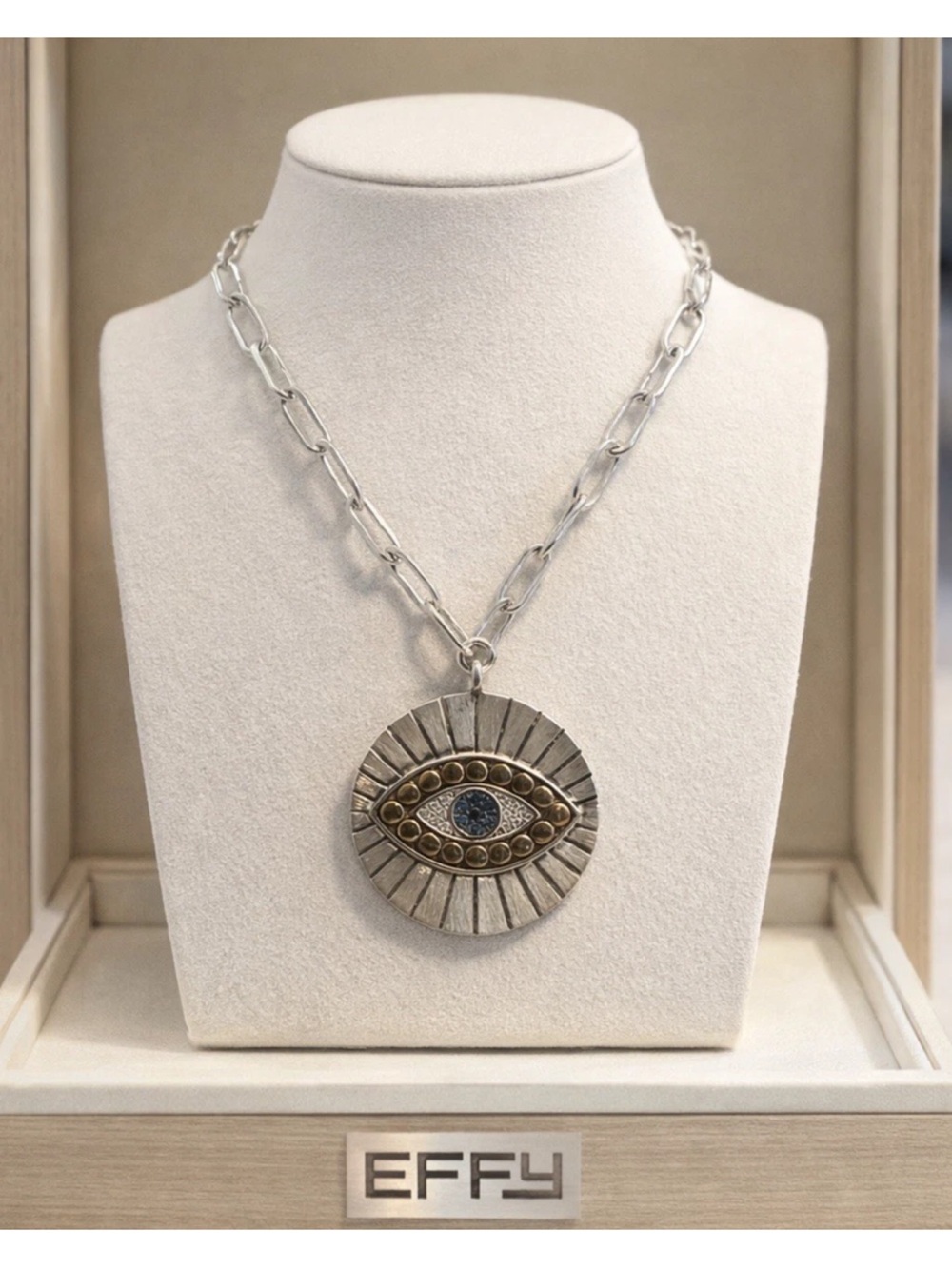 Effy 925 Sterling Silver/18k Yellow Gold Evil Eye Pendant/Necklace Gift